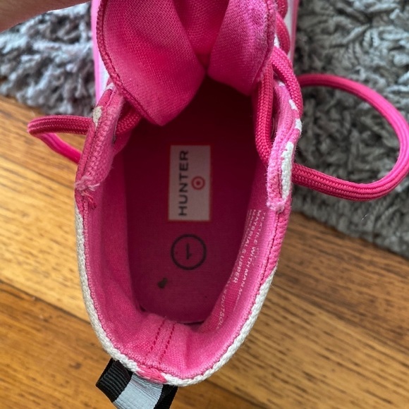 Hunter for Target Pink White Stripe Rain Boot Rubber Canvas High Top Sneaker 1 - Picture 5 of 14